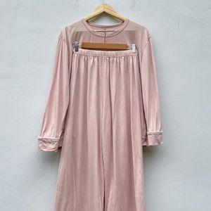 Pastel Pink W Piping Night suit Set