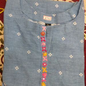 Denim Blue Lenin Kurthi