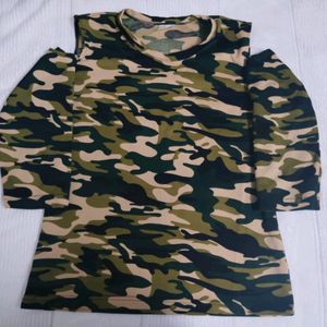 Army Print Top with Cut Sleeves