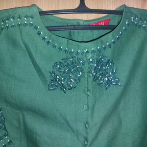 W Green Embroidered Kurta