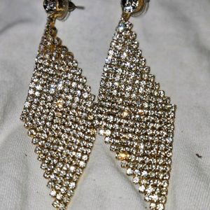 Gorgeous Sparkling Diamond Long Earrings