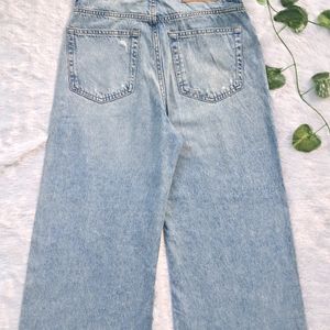 H&M Ripped Wide Leg Jeans