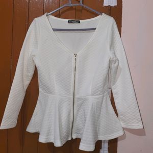 Shein - White Peplum Top