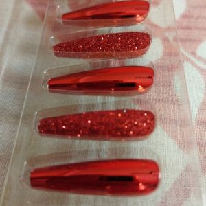 ❤️ Red Colour Artificial Nail Art