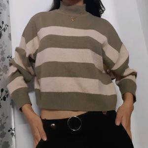 H&M Olive Arcylic Jumper Sweater For Women