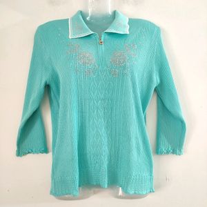 Cyan Collar Top ( Women)