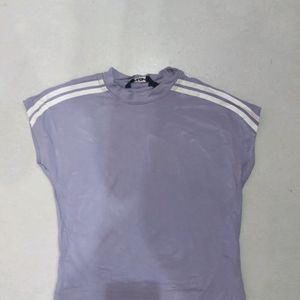 Nuon by Westside Lavender Striped Crop-Top