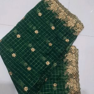 New Dark Green Cutwork Duppata