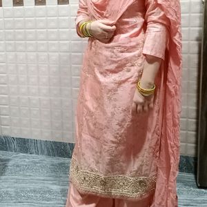 Peach Embroidery Kurta Set