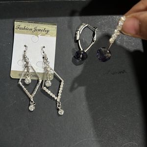 Combo Of Silver Platted Earings