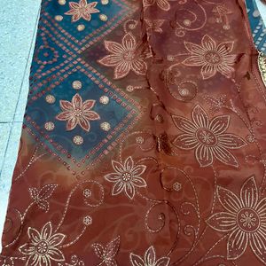 Beautiful Brown saree with blouse