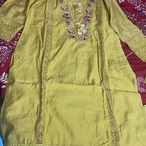 New Mustard Kurta Set With Dupatta