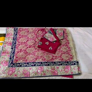 Net Chiffon Rose Pink Sari