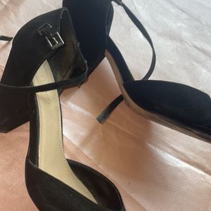 Black Block Heels Front Closed