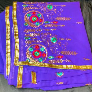 MAGENTA COLOR SAREE EMBROIDERY WORK