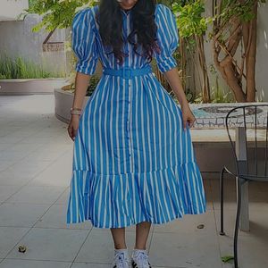 Alamode Label Blue Striped Dress