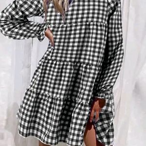 Black And White Check Dress 🔥