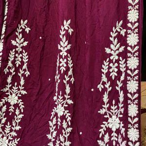 Purple Embroidery Kurta Set