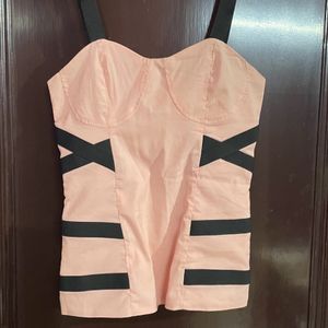 Peach Pinky Top With Black Strap
