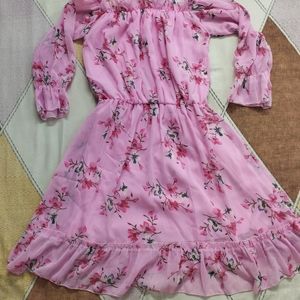 Pink Flower Print Frock