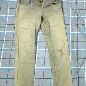 Zudio Olive Green Striped Jeans