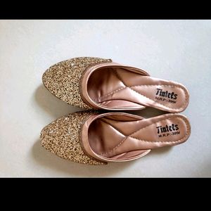 Royal Gold Beaded Flat Sandle