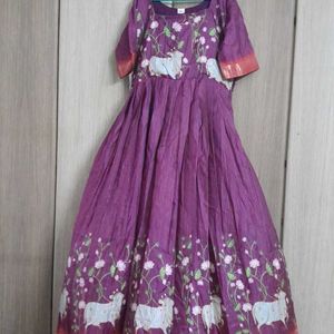 Pichwai Print Long Dress Wth Duppata