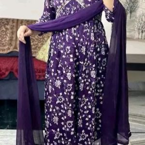 Alia Cut Purple Floral Kurta