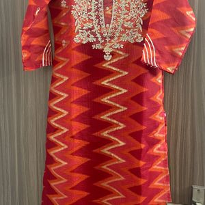 Varanga Orange Festive Kurta