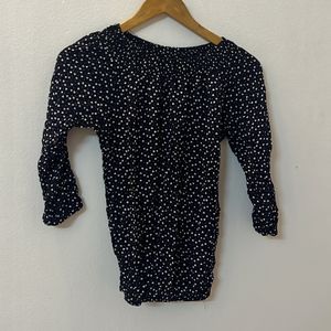 Blue Top With White Dots Printed