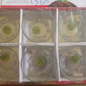 6 Glass Cups 1Tray Bowl Set