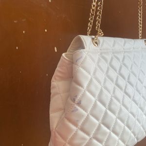 Lavie White Quilted Handbag