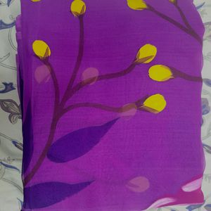 Muslin Silk Hand Painted Saree With Bp