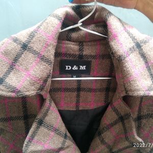 BROWN CHECKERED LONG JACKET