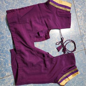 Beautiful Purple Saree With Blouse