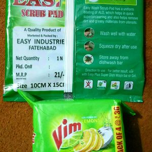 4 Vim Bar & 1 Easy Scrub Pad For Dish Wash