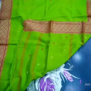 Green Saree With Zari