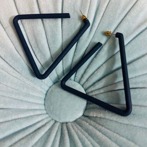 Navy Blue Geometric Acrylic Triangle Hoop Earrings