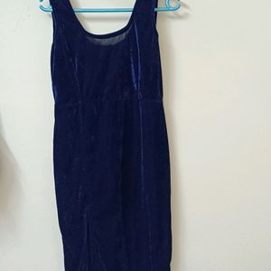 Velvet Front Slit Dress