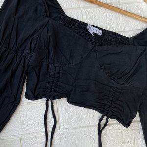 Black Drawstring Crop Top