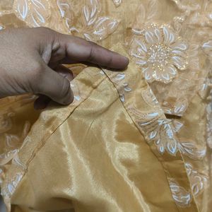 Ladies Organza Suit Golden Color