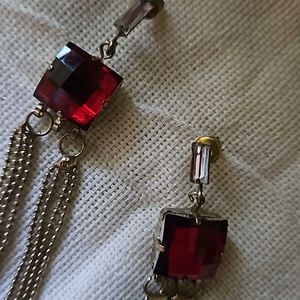 Beautiful Red Stone Long Earrings