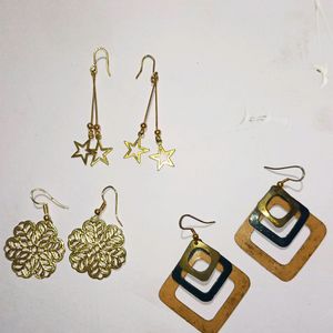 3 set golden earrings combo