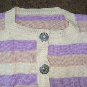 Lavender Cream Sweater Woolen Size M