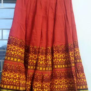 Red Color Skirt Along With Top