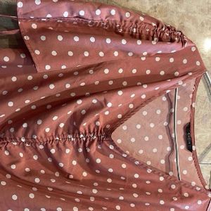 Polka Dotted Peach Pink Top