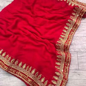 Designer Red Saree