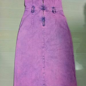 Pink Dyed Strapless Denim Dress