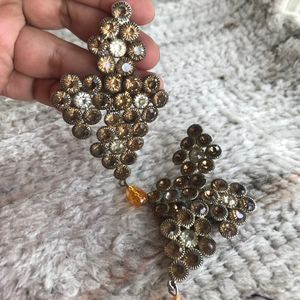 Brown And Golden Long Earrings