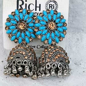 Earrings for women fashion jhumka oxidised Silver